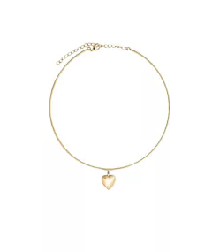 Choker aro liso rígido com pingente relicário banho de ouro 18k