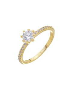 Anel solitário cravejado banho de ouro 18k - comprar online