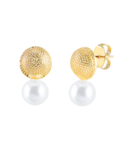 Brinco pérola texturizado banho ouro 18k - comprar online