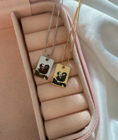 Colar duplo quadrado personalizado mix de banhos