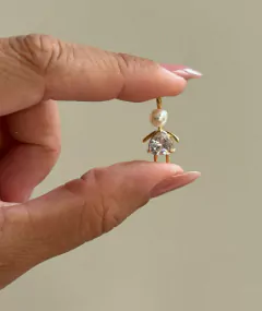 Pingente filha pérola com corpo cristal banho de ouro 18k