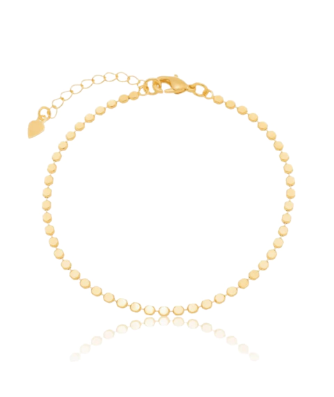 Pulseira de bolinhas achatadas banho de ouro 18k