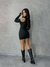 VESTIDO PRETO FEMININO CURTO RECORTES COM LUVAS - comprar online