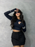 CROPPED PRETO FEMININO MANGA LONGA COSTAS NUA - FEMIBE CLOTHING 
