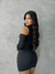VESTIDO PRETO FEMININO CURTO RECORTES COM LUVAS - loja online