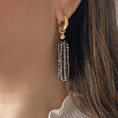 Brinco Tassel Cristais M Grafite - comprar online