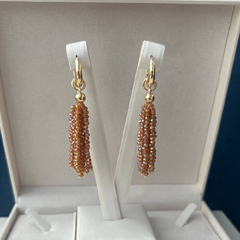 Brinco Tassel Cristais M Terracota