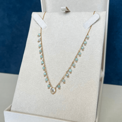 Colar Amazonitas e Gota Cristal - comprar online
