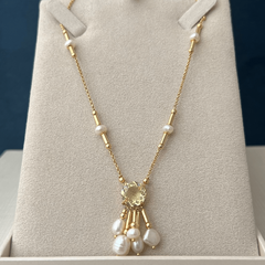 Colar Pérolas e Cristal Green Gold