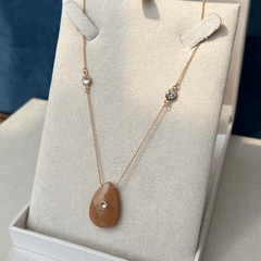 Colar Longo Gota Ágata Caramelo