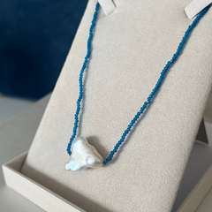 Colar Cristal Azul e Pérola Barroca