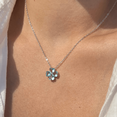 Colar Trevo Água Marinha Ródio - comprar online