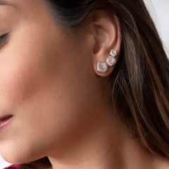 Ear Cuff Ouro Quadrados Cravejados - Be lure