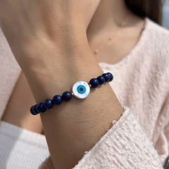 Pulseira Lápis-Lazúli e Olho Grego - comprar online