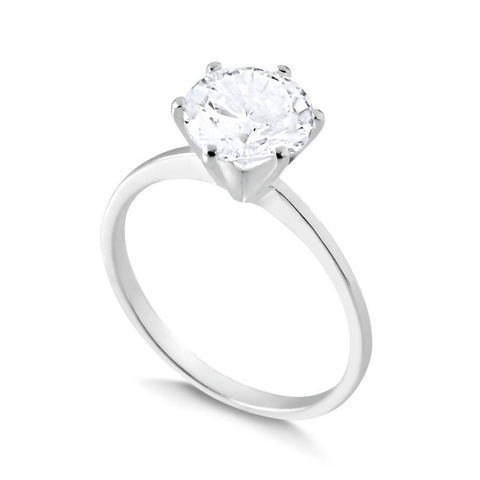 Anel Solitário Clássico com Pedra 8mm em Prata