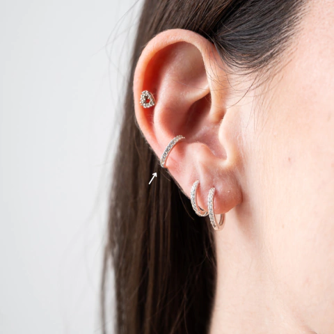 Piercing Fake Com 10 Zircônias Em Prata