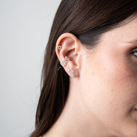 Piercing Fake Ramo Cravejado Em Prata