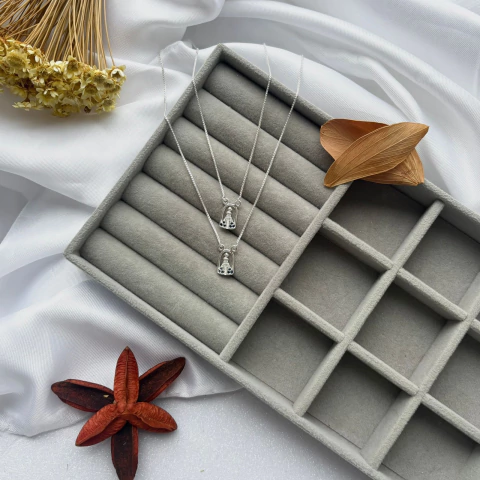 Escapulário Cravejado Nossa Senhora Aparecida em Prata