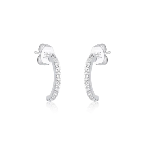 Brinco Meia Argola Cravejada em Prata