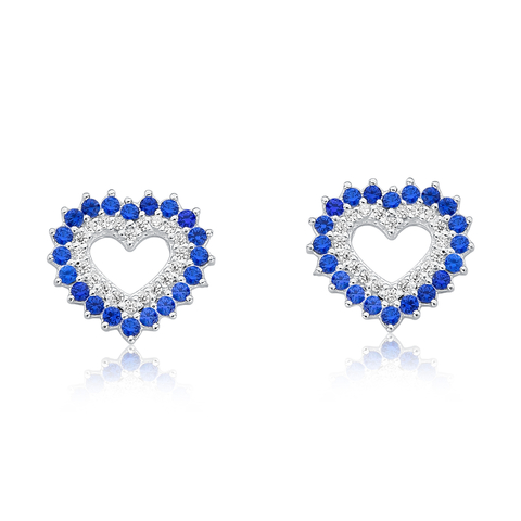 Brinco Coração Grande e Moldura Cravejada em Prata