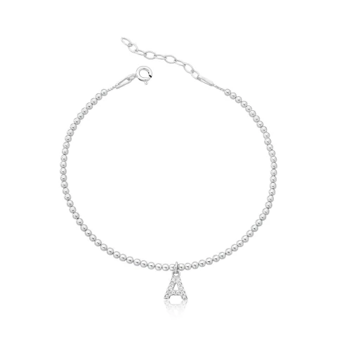 Pulseira Bolinha com Inicial em Prata - comprar online