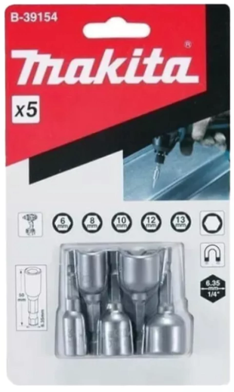 Jogo de Soquete com 5 peças 6/8/10/12/13mm MAKITA B-39154