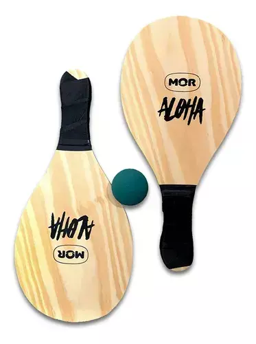 Kit Frescobol Duas Raquetes de Madeira com Bolinhas Extras