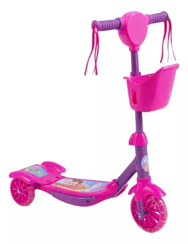 Patinete Infantil 3 Rodas com Luz Som e Cesta Ajustável