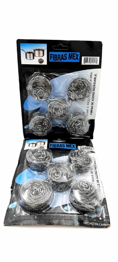 256 blister con 5 piezas Fibra Acero Inoxidable Fibra Mex (Caja) - GLEZ Productos de Limpieza