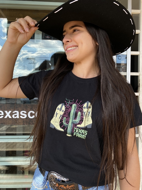 CAMISETA FEM. TEXAS FARM- PRETA