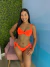 Biquíni Meia Taça Liz Laranja Neon + Calcinha Laço
