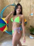 Biquíni Cortininha Verde Neon | Lilás+ Calcinha franzida
