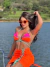 Saída de Praia Saia Laranja com Azul - comprar online