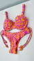 Biquíni Meia Taça Iza Onça Rosa/Laranja + Calcinha Laço