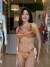 Biquíni Meia Taça Mia Champagne com Branco + Calcinha Laço - Mineiroca Beach Wear