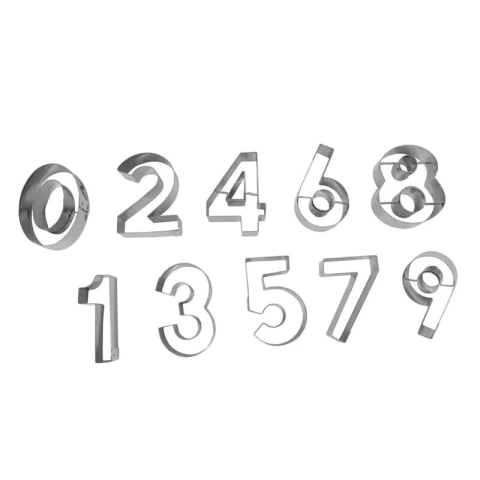 Jogo Petit Four Número 0 a 10 em Inox Doupan