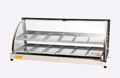 Estufa para Salgados Vidro Curvo 12 Bandejas Dupla Ouro Eod12 Edanca