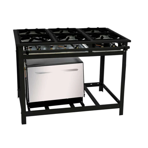 Fogão Industrial 6 Bocas 30x30 AP com Forno VAP6 Venâncio