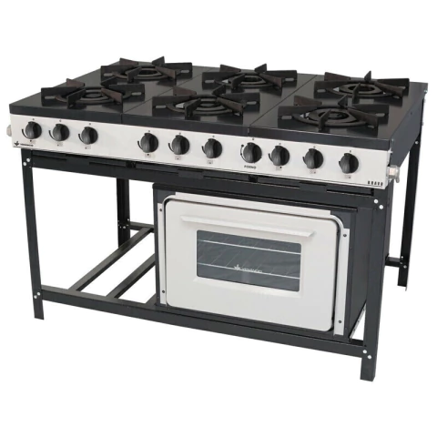 Fogão Industrial 6 Bocas com Forno Linha Bravo Br6Bf Venâncio