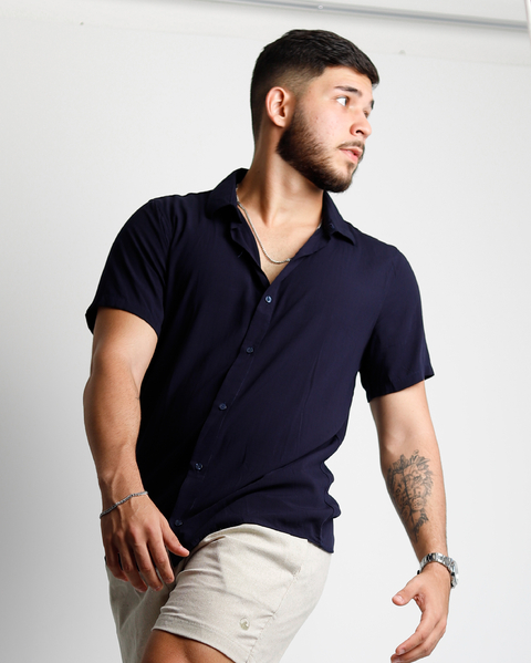 Camisa Azul Marinho Viscolinho - comprar online