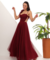 Vestido Longo Com Fru Fru no Ombro
