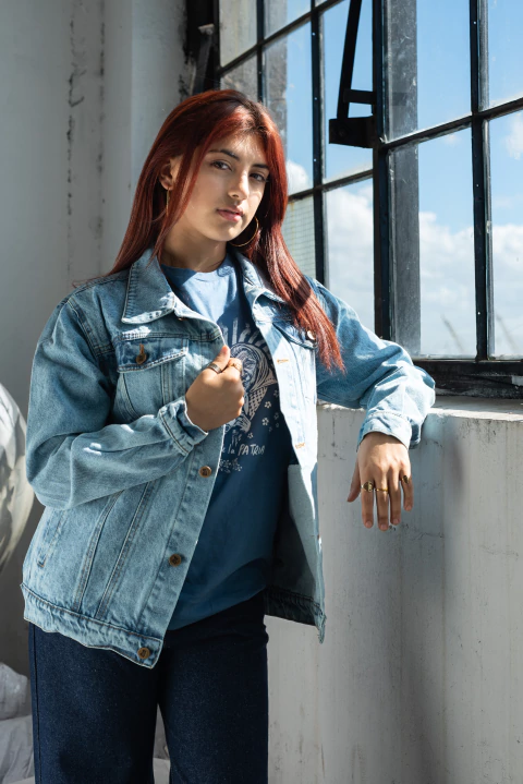 Campera de jean celeste