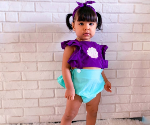 Romper Pequena Sereia bordado