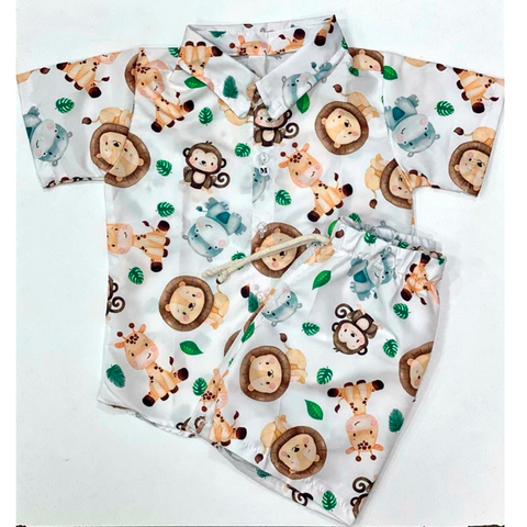 Conjunto Mauricinho Safari Branco / Safari baby