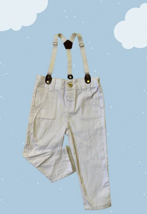 Calça Infantil Branca com Suspensório