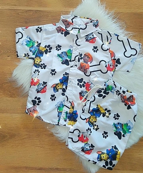 Conjunto Mauricinho Patrulha Canina Branco
