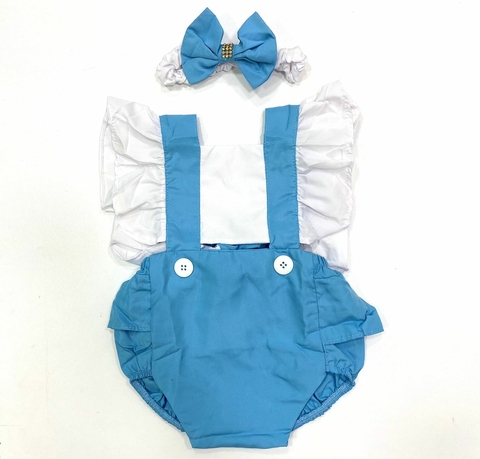 Romper Azul com branco