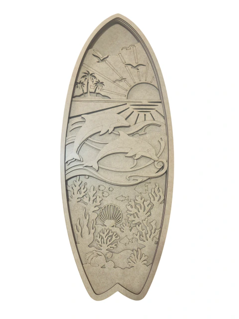 Prancha em mdf de 3mm (69x27x2,5) Golfinhos