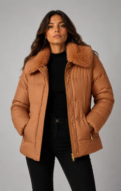 Campera Puffer Mujer Cuello Inflable Piel Abrigada Moda - comprar online