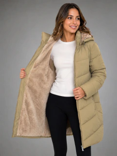 Campera Parka Larga Mujer Piel Interior Capucha Invierno doble cierre - NOU INDUMENTARIA